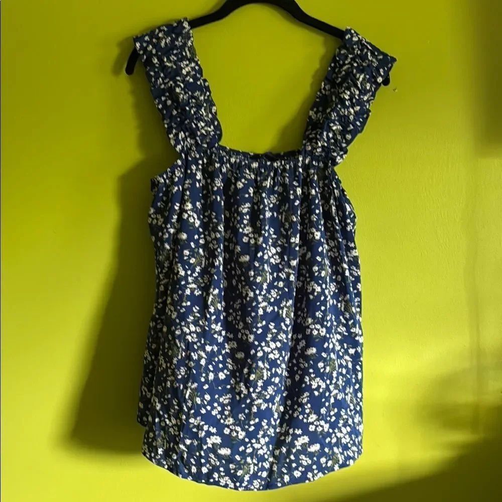 NWT Fashion On/Off The Shoulder Blue Floral Blouse Top Size L